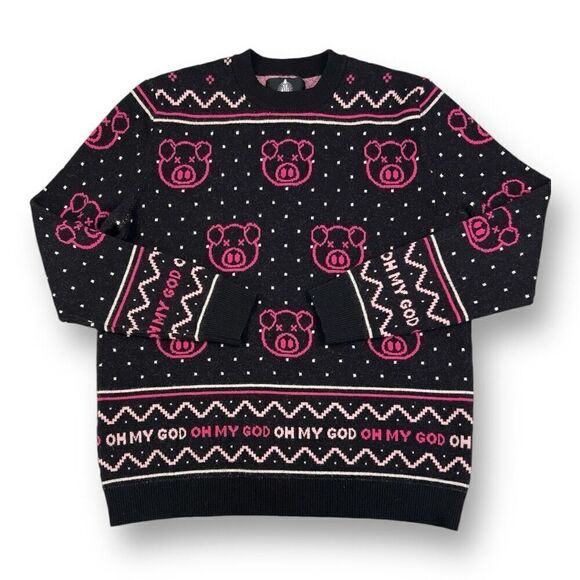 Shane Dawson Killer Merch Pig Oh My God Pig Sweater Pink Black Size Large - Picture 2 of 6